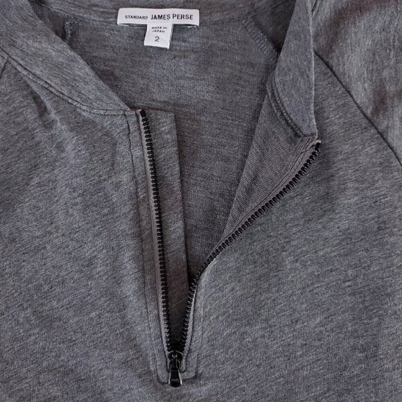 James Perse Mens Sz 2 Medium Regular Fit 1/2 Half Zip Baseball Pullover MFLI3079 - Picture 4 of 10
